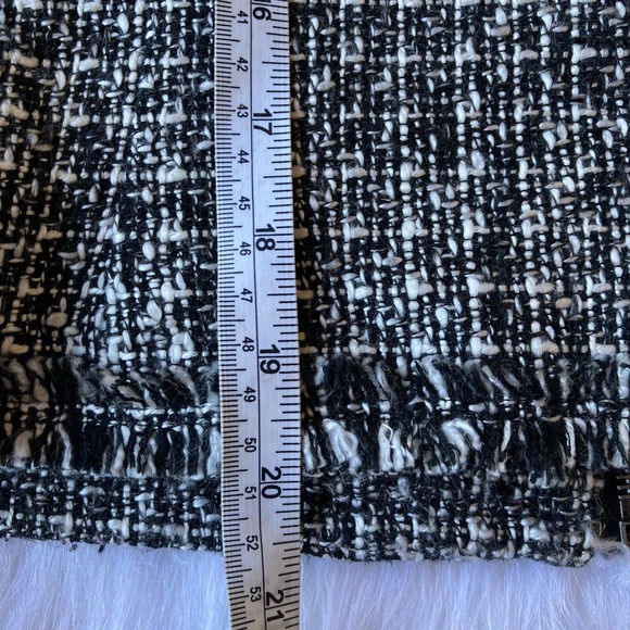 Worthington Sz Med Blazer Tweed Zip Up Jacket Womens Black White Fringe Career - Picture 9 of 10